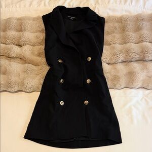 French Connection Black Double-Breasted Mini Dress